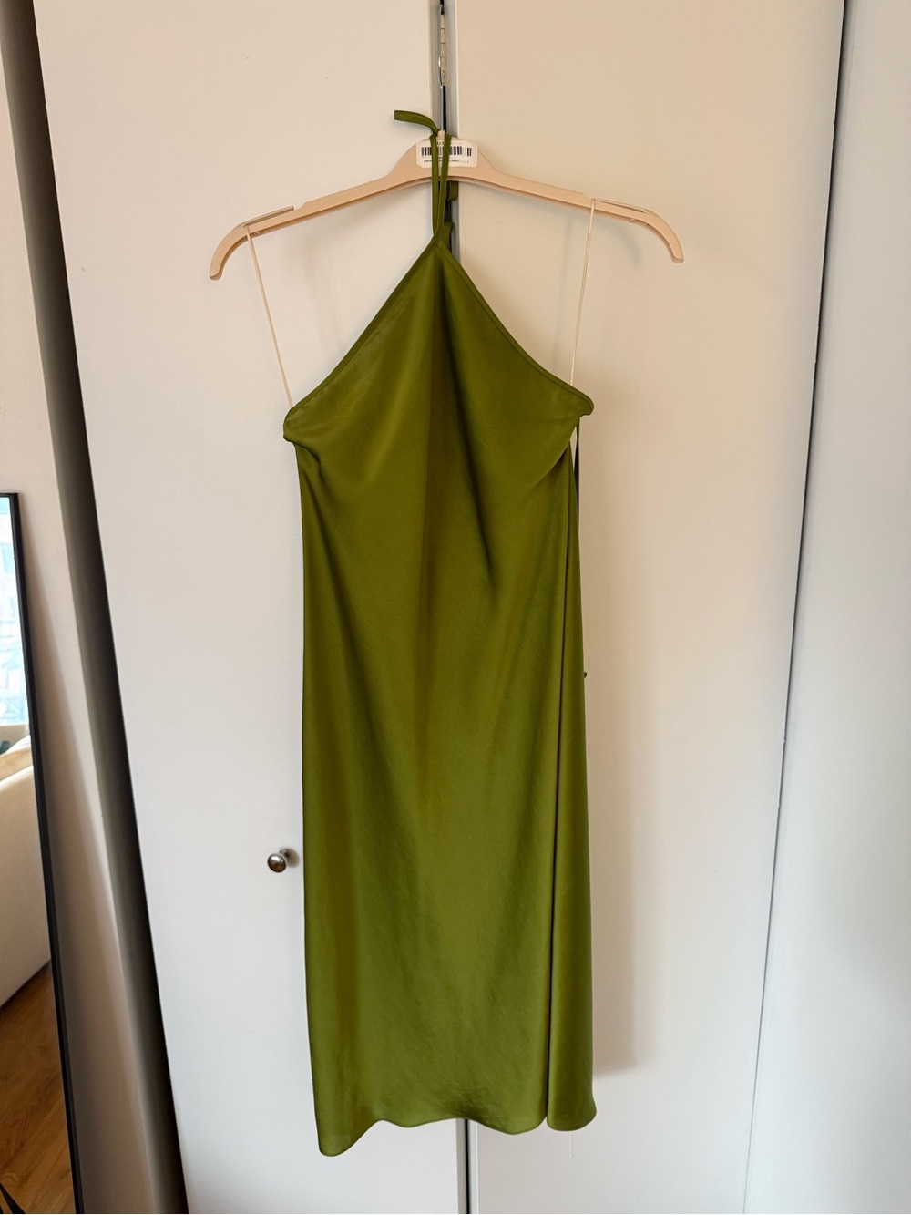 Aritzia Wilfred Nightwood Satin Halter Dress Green